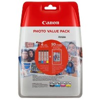 Canon Original Tintenpatrone MultiPack Bk,C,M,Y High-Capacity + Fotopapier 50 Blatt 0332C005