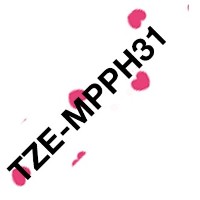 Brother Original DirectLabel schwarz auf pink hearts Laminat TZEMPPH31